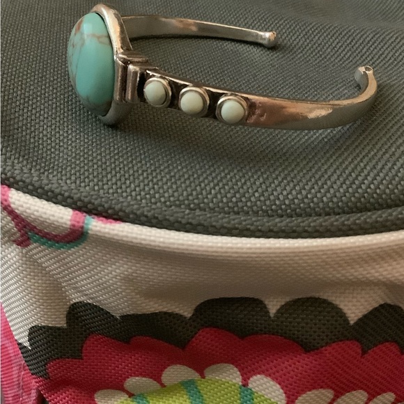 Like New Lucky Brand Turquoise and Silver Metal Cuff - Picture 3 of 7